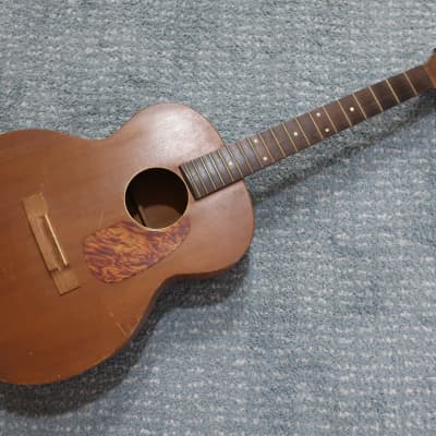 Vintage 1950s Harmony Mahogany Mini Jumbo Shape Guitar Very Rare Model Project Worn In Dings 5105 H162 Restoration Candidate for sale