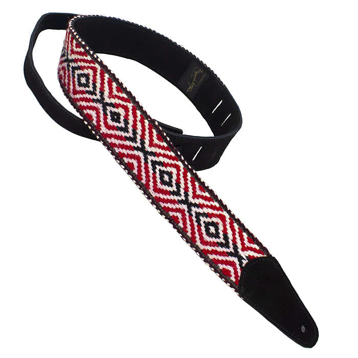 Henry Heller 2" Peruvian Woven Wool Guitar Strap Red, Black, and White image 1