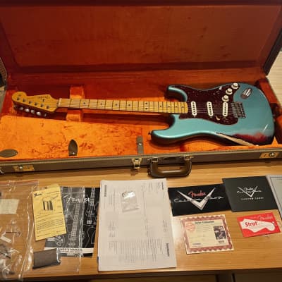 Fender Custom Shop '57 Reissue Stratocaster Heavy Relic 2013 - Teal and Sunburst image 1