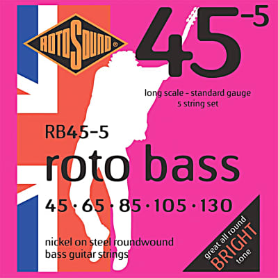 Rotosound RB45-5 Roto Bass Nickel on Steel 5 String Bass Strings 45-130 image 1