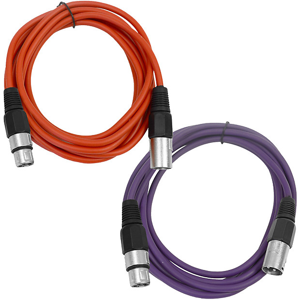 Seismic Audio SAXLX-10-REDPURPLE XLR Male to XLR Female Patch Cables - 10' (2-Pack) image 1