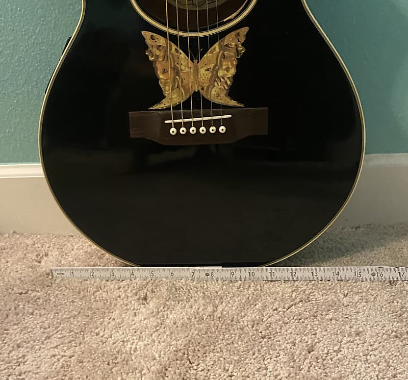 Epiphone Orville Gibson 1990s Epiphone Orville Gibson EO-2EB  Acoustic/Electric Guitar w/ Butterfly Inlay 1990's - Black w/ Butterfly  Inlay