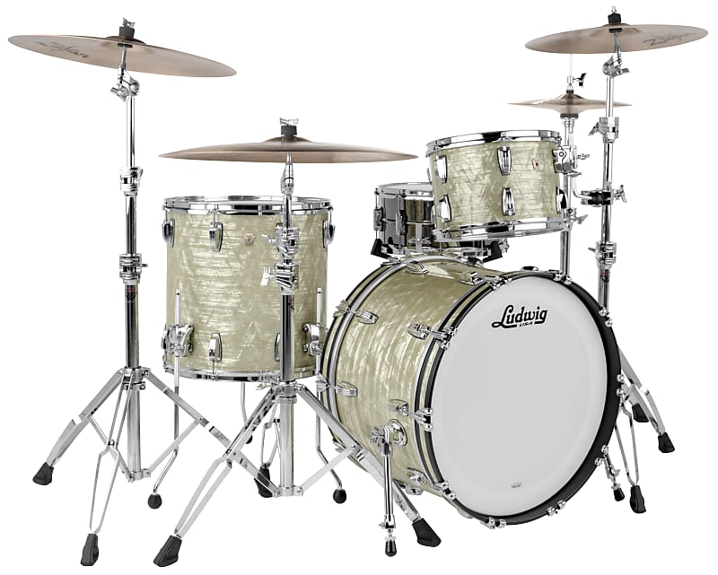Ludwig *Pre-Order* Classic Maple Olive Pearl Downbeat 14x20_8x12_14x14 Drum Kit Shell Pack Made in the USA Authorized Dealer image 1