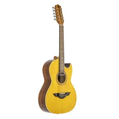 H Jimenez Bajo Quinto LBQ1EGT Gold Sparkle Acoustic Electric Guitar with Gig Bag image 1