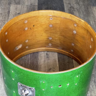 60/70's  Slingerland Green Sparkle 22" Bass Drum Shell 14x22 3-ply image 9