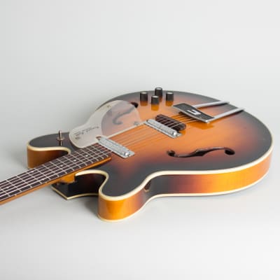 Coral  Vincent Bell Firefly F2N6 Thinline Hollow Body Electric Guitar (1967), ser. #058419, grey chipboard case. image 7