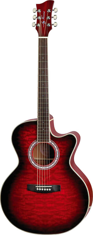 Jay Turser JTA-424QCET-RSB JTA Series Acoustic Electric Guitar. Red Sunburst image 1