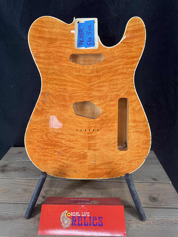 Real Life Relics Tele® Telecaster® Body Aged Amber Flame Maple Top Double Bound image 1