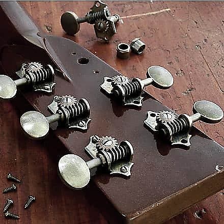 Waverly Guitar Tuners with Pearl Knobs for Solid Pegheads, Nickel, 3L/3R