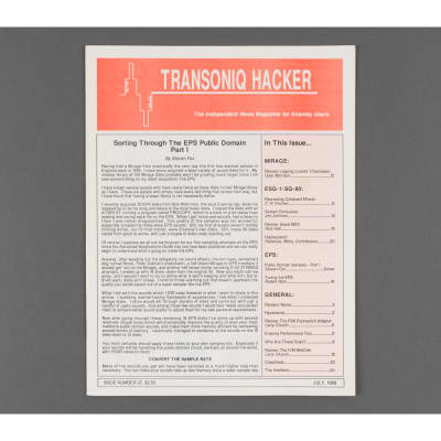 Transoniq Hacker Ensoniq User's Newsletter Issue #37