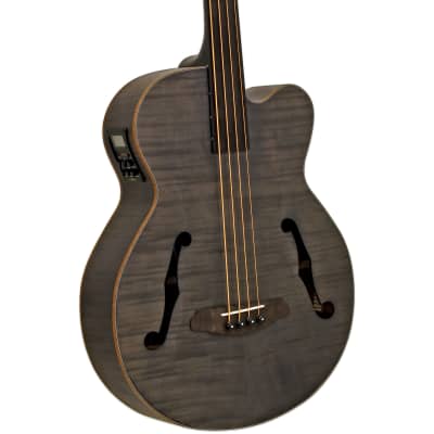 Aria  FEB-F2/FL  Full Scale Fretless Acoustic Electric Bass Stained Black w/ Gig Bag for sale