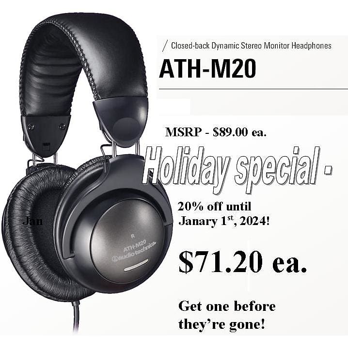 Audio-Technica ATH-M20 Closed-Back Headphones Black image 1