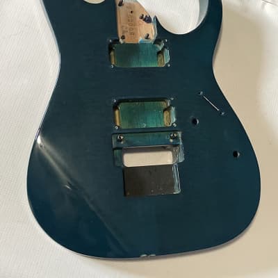 1999 Japan Fujigen Ibanez RG520QS Transparent Blue Guitar Body Floyd Ready image 4