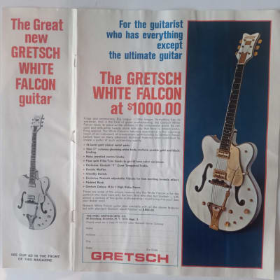 Gretsch WHITE FALCON 1966 VINTAGE FULL PAGE ADVERT BROCHURE image 1