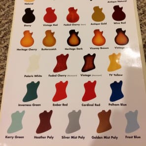 Gibson Historic Color Key Chart Catalog 1998 Reverb