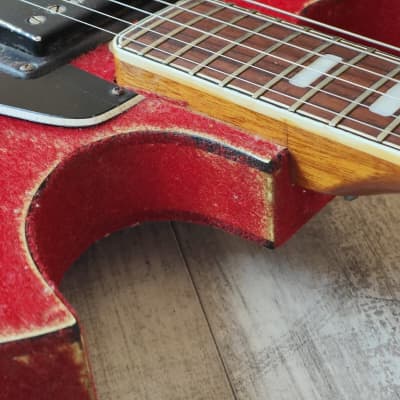 1960's Kawai Japan Vintage Hollowbody Electric Guitar (Red Felt) image 7