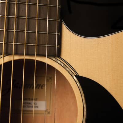 Jasmine JD39CE-NAT Dreadnought Acoustic Electric Guitar. Natural Finish w/ case, B-Stock image 5