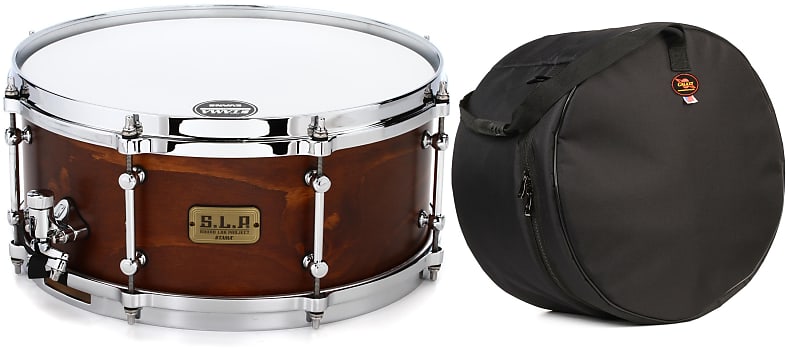 Tama S.L.P. Fat Spruce Snare Drum - 6 x 14 inch  Bundle with Humes & Berg Galaxy Series Snare Drum Bag - 7" x 13" image 1