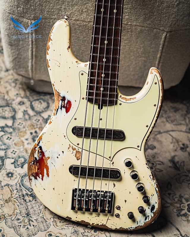 Xotic XJ-1T 5 String Heavy Aged-Vintage White over 3 Tone