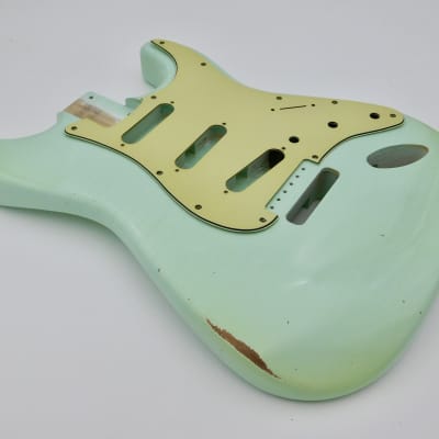 4lbs 4oz BloomDoom Nitro Lacquer Aged Relic Surf Green S-Style Vintage Custom Guitar Body image 5