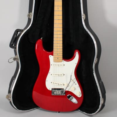 2000 Fender American Deluxe Stratocaster Transparent Crimson w/OHSC image 1