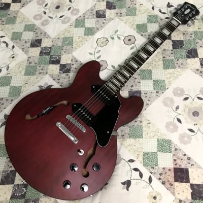 Grote 335 Style Semi Hollow Guitar P90 Pickups Red Matte Finish image 2