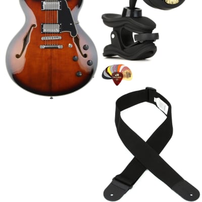 D'Angelico Premier DC Electric Guitar - Brown Burst with Stopbar Tailpiece  Bundle with Snark ST-8 Super Tight Chromatic Tuner... (4 Items) for sale