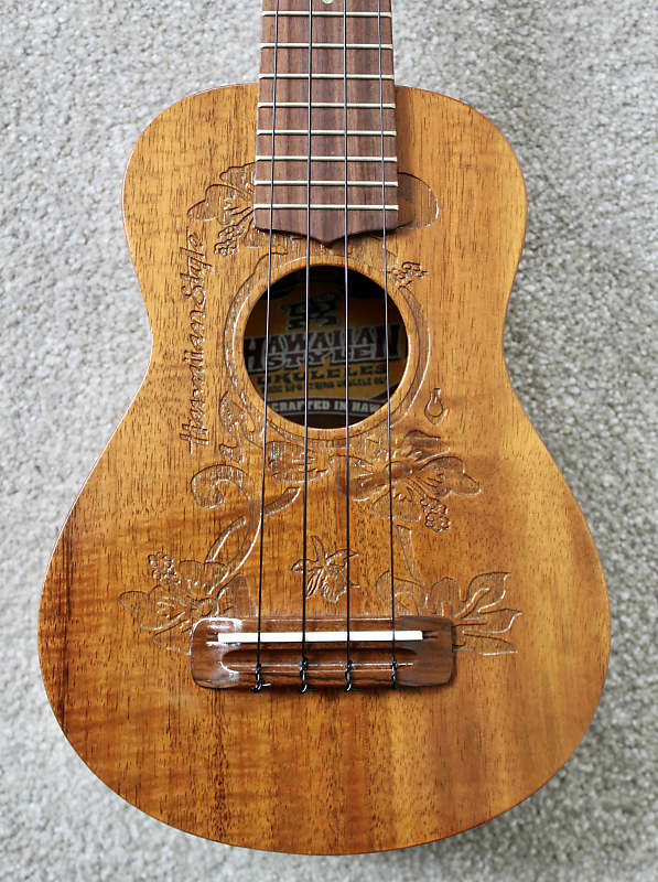 G String Ukulele Co. Made In Hawaii Koa Soprano Hawaiian Style Tattoo W /  Chipboard Case