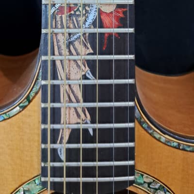 Blueberry NEW IN STOCK Handmade Acoustic Guitar Grand Concert Double Cutaway Dragon image 4