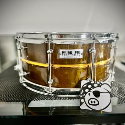 Pork Pie Percussion Hammered Brass Limited 14x7 Snare Drum 1 of 10