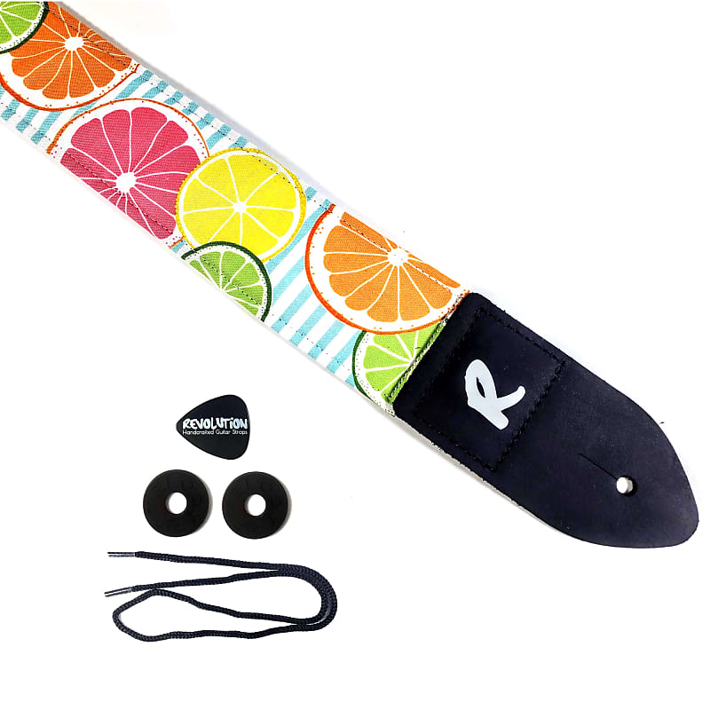 Citrus Guitar Strap With Stripes - Lime Lemon Orange | Reverb