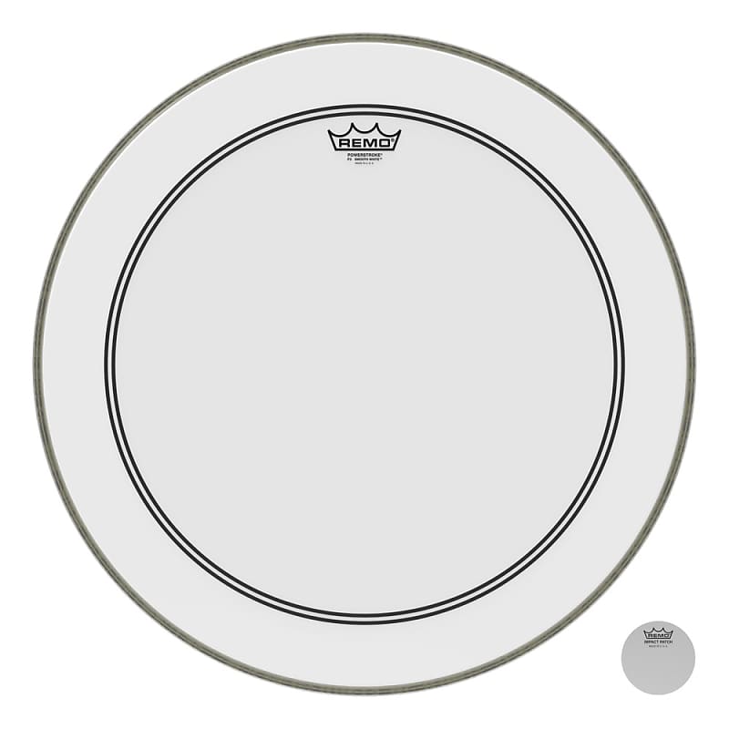 Remo Smooth White Powerstroke P3 22" Drum Head w/2.5 Impact Patch image 1