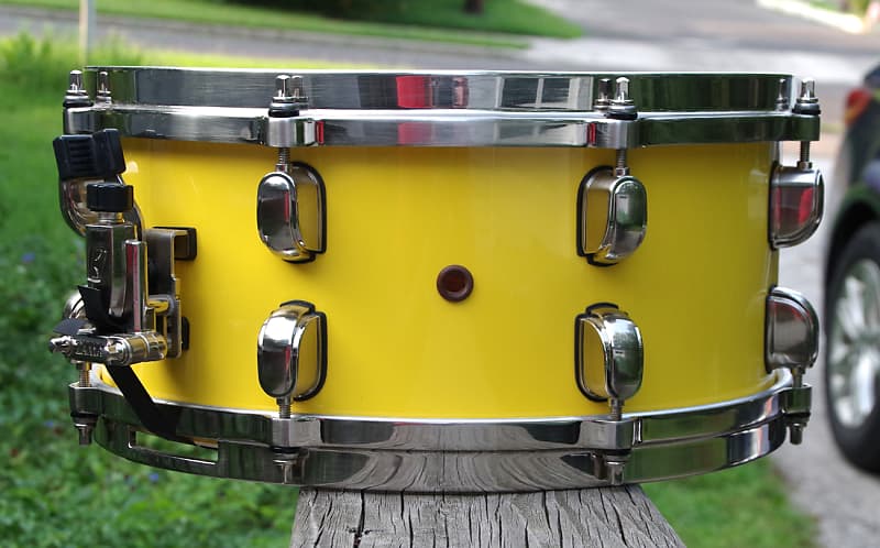 Tama Starclassic Bubinga Snare Drum Sunny Yellow Lacquer Gorgeous