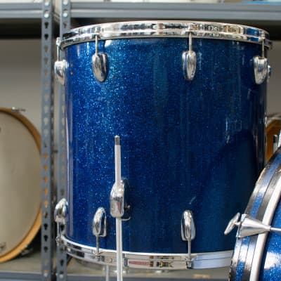 1962 Slingerland Sparkling Blue Pearl 14x20 8x12 and 16x16 Drum Kit image 4