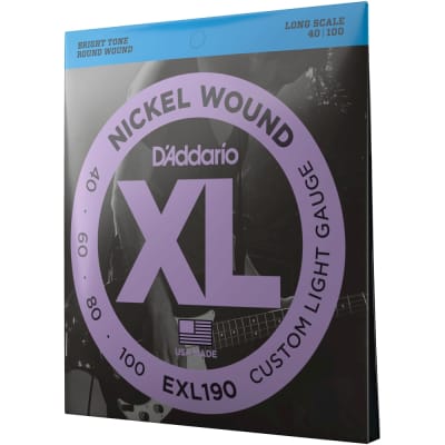 D'Addario EXL190 Custom Light, Nickel Wound Bass Guitar Strings, 40-100 image 1