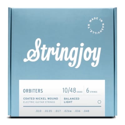 Stringjoy Orbiters | Balanced Light Gauge (10-48) Coated Nickel Wound Electric Guitar Strings for sale