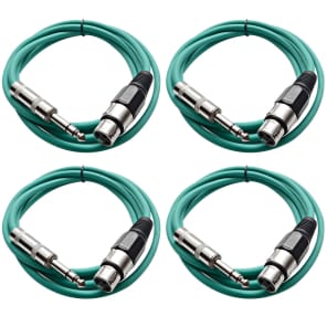 Seismic Audio SATRXL-F6-4GREEN 1/4" TRS Male to XLR Female Patch Cables - 6' (4-Pack)