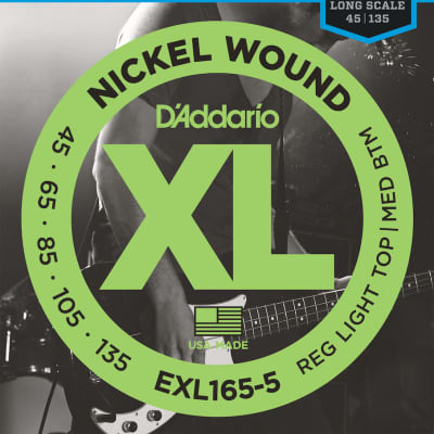 D'Addario EXL165 5-String Bass Guitar Strings, Custom Light, 45-135, Long Scale image 1