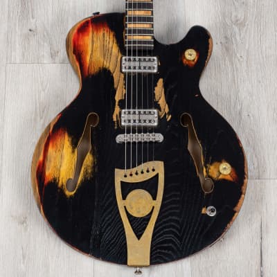 Paoletti 500 Lounge 2PSY Semi-Hollow Guitar, Ebony Fretboard, 400 Heavy Black image 2