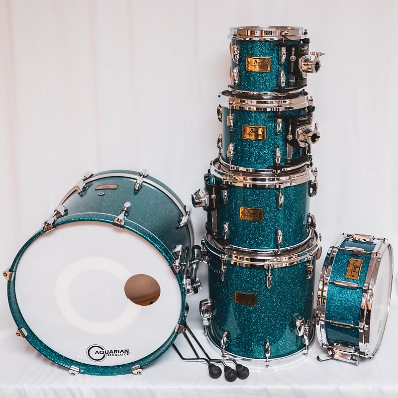 Pearl Masters Custom Maple MMX 6pc Drum Shell Pack, Blue Sparkle Laquer