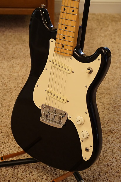 1997 Squier by Fender Duo Sonic Affinity Black Maple Neck Reverb