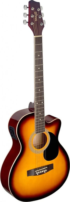 Stagg Sunburst auditorium cutaway Acoustic-electric Guitar w/ basswood Top image 1