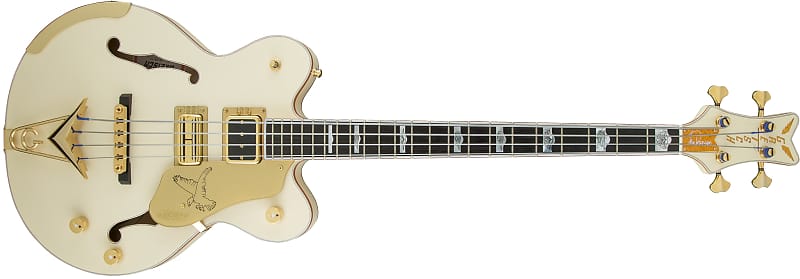 GRETSCH - G6136B-TP Tom Petersson Signature Falcon 4-String Bass with Cadillac Tailpiece  RumbleTron Pickup  Aged White Lacquer - 2414404805 image 1