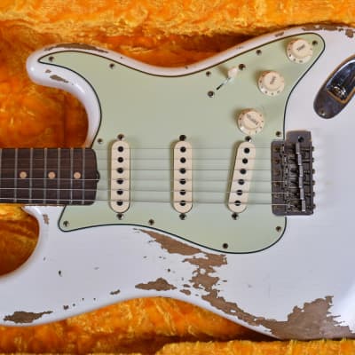 Fender Custom Shop '60 Stratocaster NAMM 2020 Heavy Relic Aged Olympic White image 6