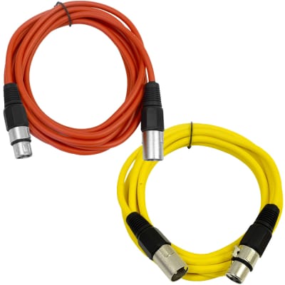 2 Pack of XLR Patch Cables 10 Feet Extension Cords Jumper - Red and Yellow image 1