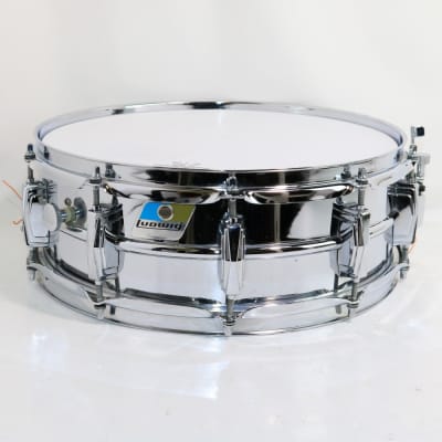 Ludwig No. 400 Supraphonic 5x14" Aluminum Snare Drum with Rounded Blue/Olive Badge 1979 - 1984