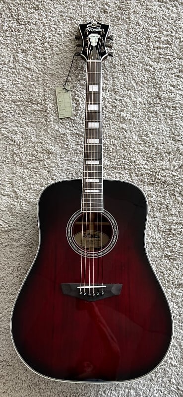 D'Angelico Premier Lexington Dreadnought Acoustic Electric Guitar Black Cherry image 1