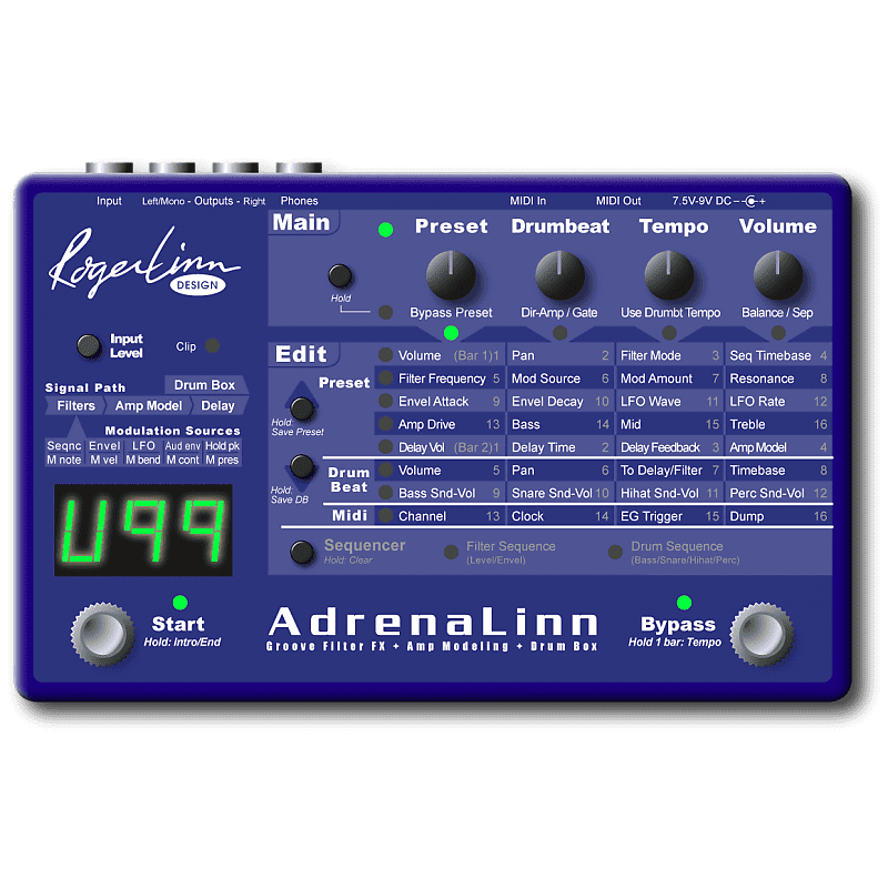 ギター ADRENALINN 3 Roger Linn AdrenaLinn III Guitar Pedal Multi FX Drum Box