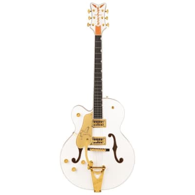 Gretsch G6136TG-LH Players Edition Falcon Hollow Body 6-String Electric Guitar - Left-Handed (White) Bundle with Gretsch G9500 Jim Dandy Acoustic Guitar (Frontier Stain) image 2