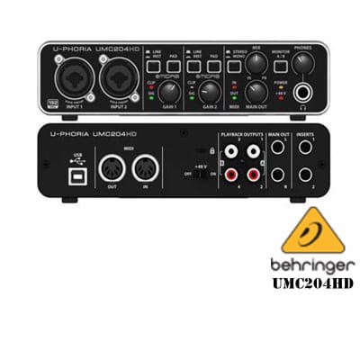 Behringer UMC204HD Audiophile 2x4 24Bit/192 kHz USB Audio/MIDI Interface with Midas Mic Preamplifier image 1